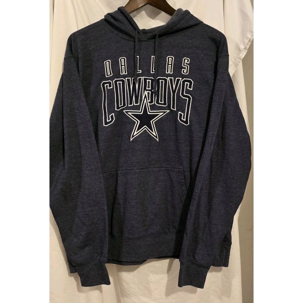 Dallas Cowboys pullover hoodie mens large heather blue authentic kangaroo pocket